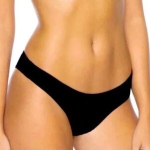 PILYQ Women’s Ribbed Black Pearl Basic Teeny Bikini Bottom Size S